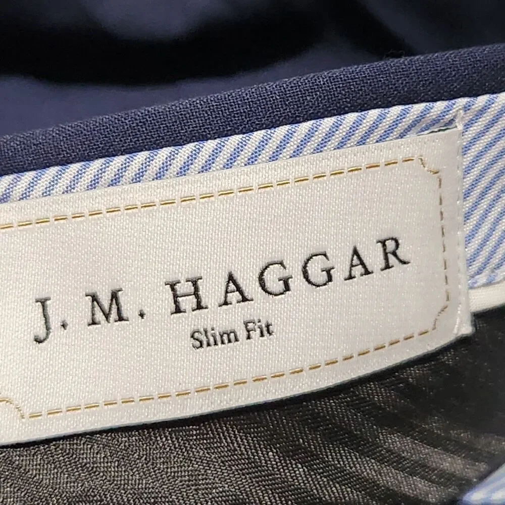 J.M Haggar Dress Pants Size 32x30 Navy Blue Color Flat Front.   New